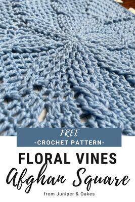 Floral Cabled Vines Blanket Square