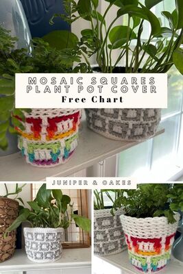 Mosaic Squares Plant Pot Cover