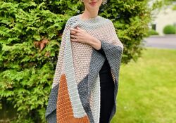 Color Block Crochet Ruana