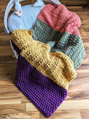 Puff Stitch Panel Crochet Baby Blanket