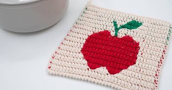 Mosaic Dishcloth With Apple