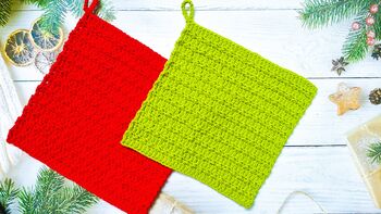 Christmas Holiday Crochet Square Potholder