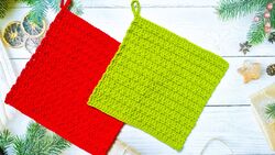 Christmas Holiday Crochet Square Potholder