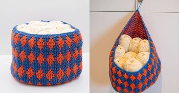 Hanging Mosaic Crochet Basket